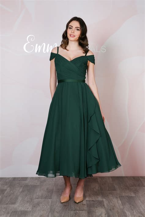Narrowly Pleated Chiffon Tea-Length Dress - Emma Bridals