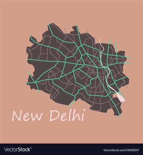 New delhi map flat style design Royalty Free Vector Image