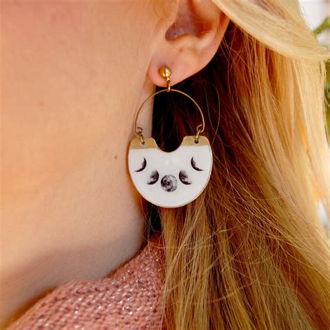 Moon Phase Hoops Earrings Moon Phase Earrings Moon Earrings - Etsy
