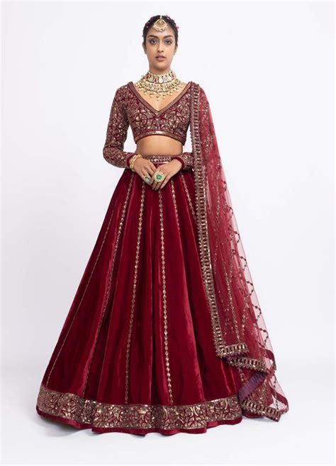 maroon geometric lehenga set velvet dupatta lehenga lehnga designs
