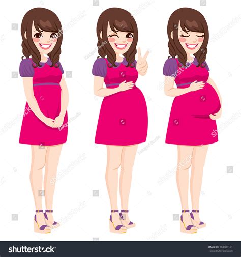 Beautiful Asian Pregnant Woman Showing Pregnancy Stock Illustration