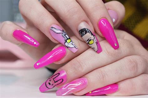 Bad Bunny Acrylic Nail ~ Wallpaper Mai