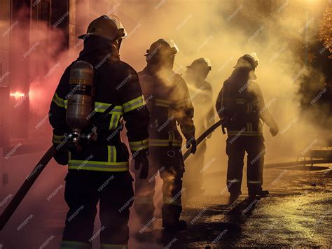 Premium Photo | Firefighters at Work in Smoky Environment