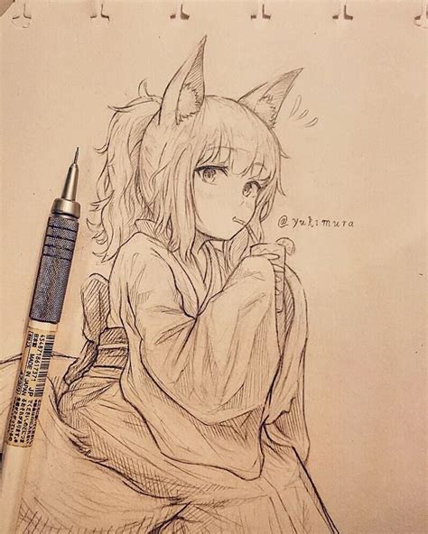 Anime Cat Girl Sketch Artist: Yuukimura.Sketch@instagram | Anime girl ...