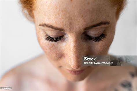 Redhead And Freckles Stock Photo - Download Image Now - Eyelash