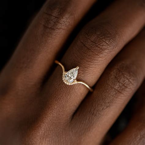 Floating Pear Cut Diamond Engagement Ring in a Classic Style – ARTEMER
