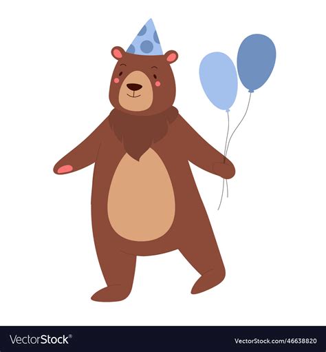 Party bear with balloons Royalty Free Vector Image