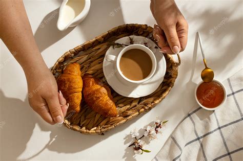 Premium Photo | Delicious french breakfast with croissant