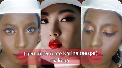 tried Karina (aespa) makeup tutorial - YouTube