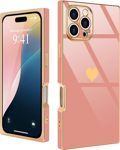 Amazon.com: Urarssa for iPhone 16 Pro Max Case Rectangle for Women Girls Cute Love Heart Pattern