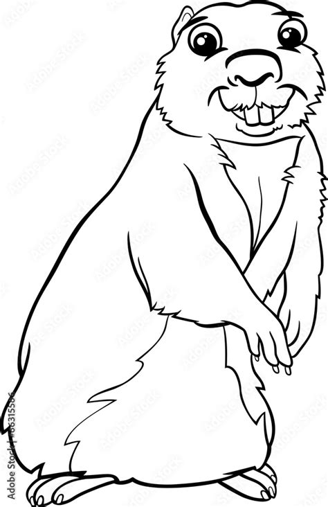 gopher animal cartoon coloring page Stock Vector | Adobe Stock