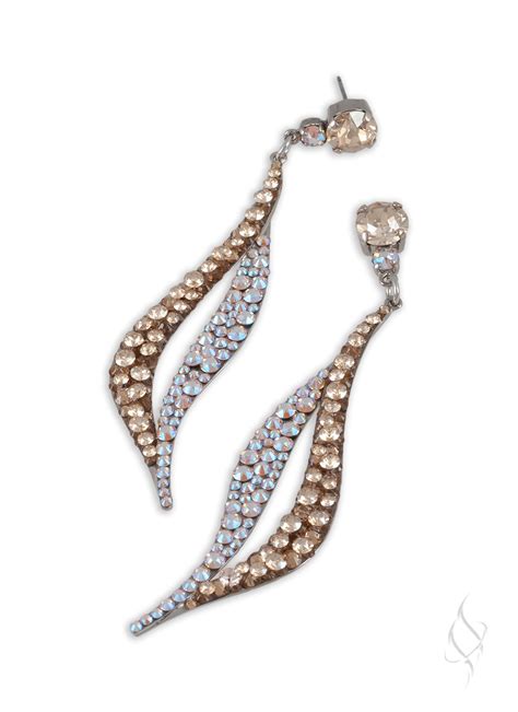 CAMILLE Demi Crystal Earrings in Nude Shimmer by Stefanie Somers