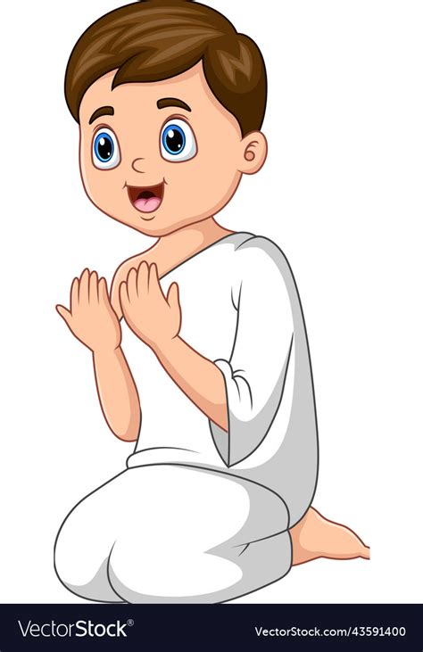 Cartoon muslim man wearing ihram clothing Vector Image