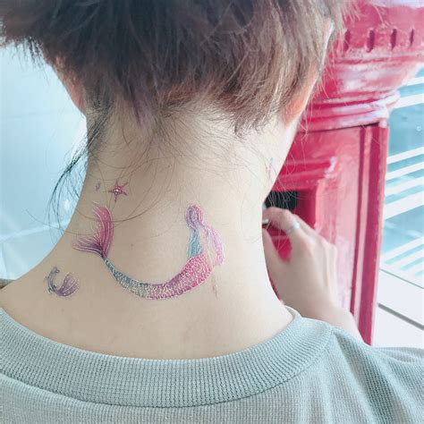 Mermaid Temporary Tattoo painted by Illustrator | PAPERSELF