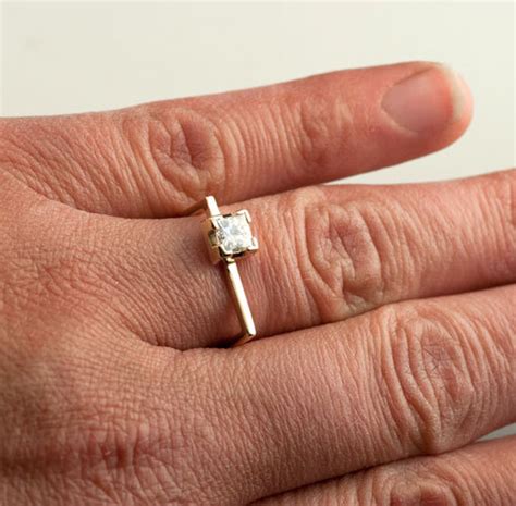 handmade  gold moissanite princess cut engagement ring etsy