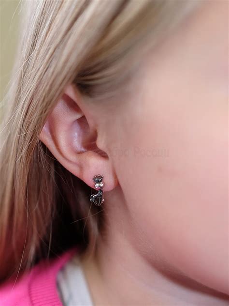 Серьги детские из серебра родированные: 925 пробы 5040рч — купить в ...