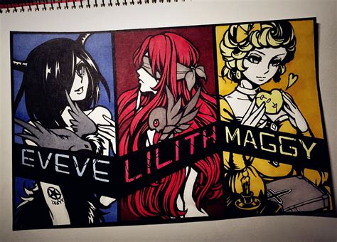 lilith, eve, and maggy (the binding of isaac) drawn by koreneko | Danbooru