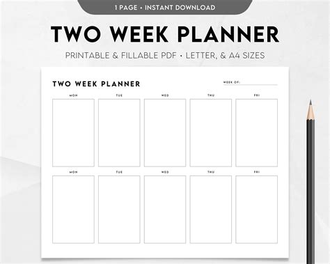 Free Two Week Calendar Printable – Easy Planning - Printables for Everyone