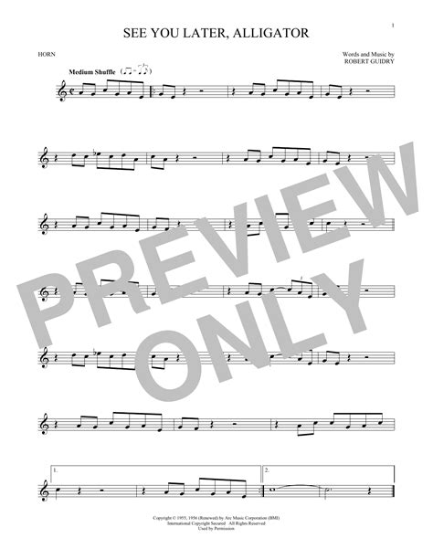 See You Later, Alligator by Bill Haley & His Comets Sheet Music for ...