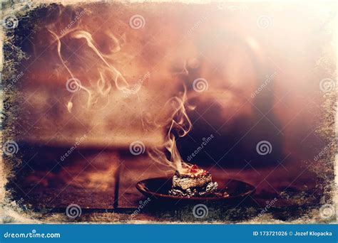Frankincense Burning on a Hot Coal. Aromatic Frankincense. Old Photo ...