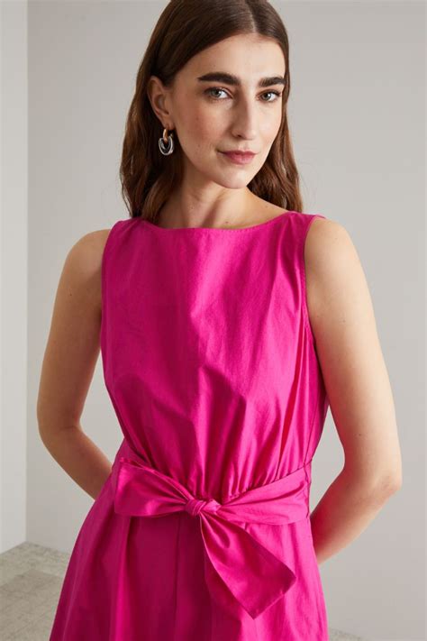Poplin dress, fuchsia | Intrend