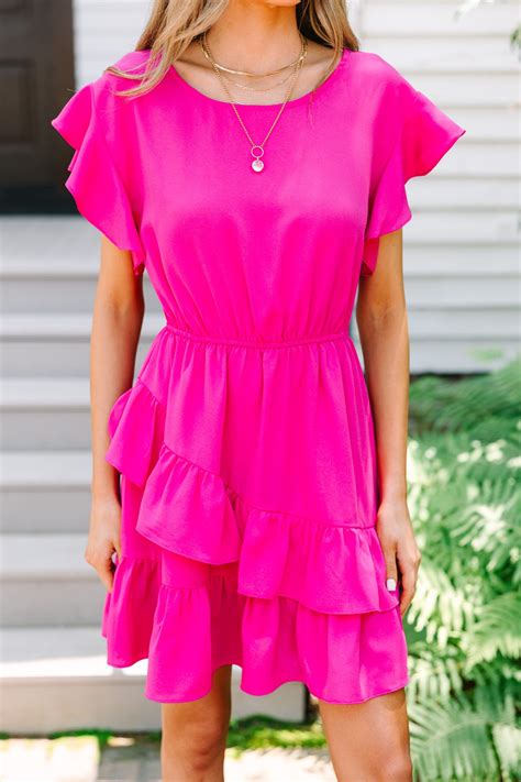 Feminine Love Hot Pink Ruffled Dress – Shop the Mint