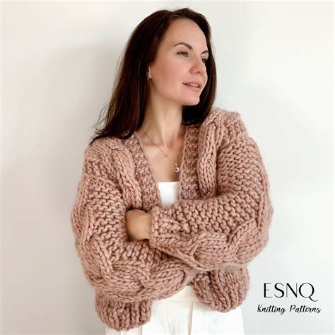 chunky cardigan knitting pattern  esnq knit cable knit etsy uk