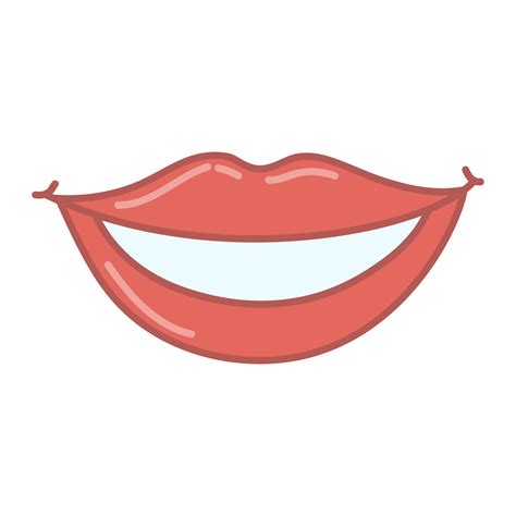 Smiling mouth. Red lips. Cartoon style. Vector isolated on white ...