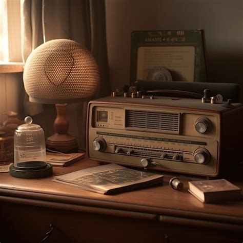 Premium Photo | A vintage radio is on a desk with a globe on the top.