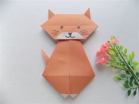Кошка оригами из бумаги - ОригамиСан