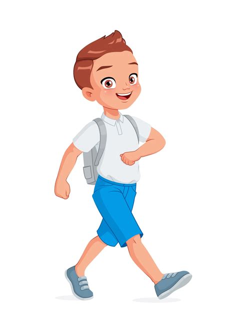 happy school boy walking cartoon vector illustration  vector art