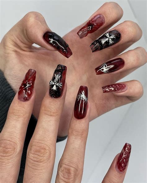 кружевные ногти gothic nails vampires lace nails | Unhas góticas, Unha ...