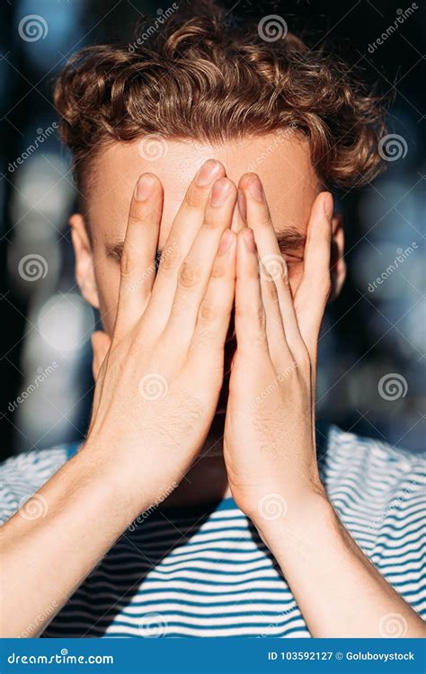 Upset Handsome Hiker Man Nature Concept. Stock Image - Image of nature ...