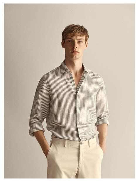 GESTREIFTES SLIM-FIT-SHIRT AUS REINER BAUMWOLLE - Herren - Massimo