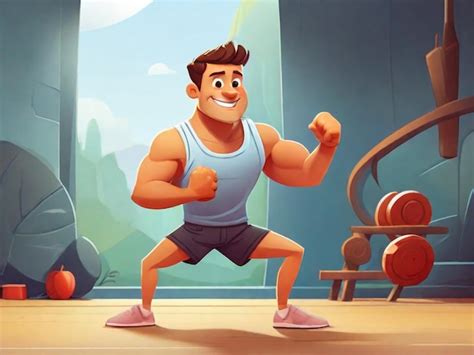 Premium Photo | Fit cartoon character training