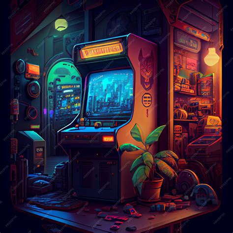 Premium Photo | Retro arcade machine gaming illustration