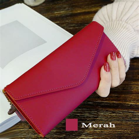 jual dompet panjang wanita import dompet wanita panjang motif polos