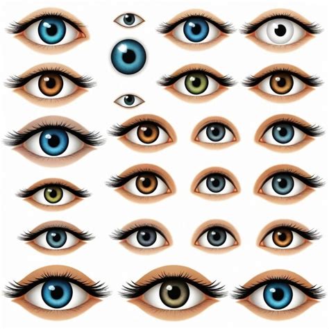 Premium Vector | A collection of eyes and eyes with different colors