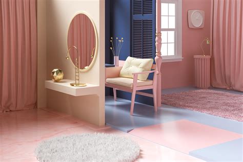 pink  yellow colors interior