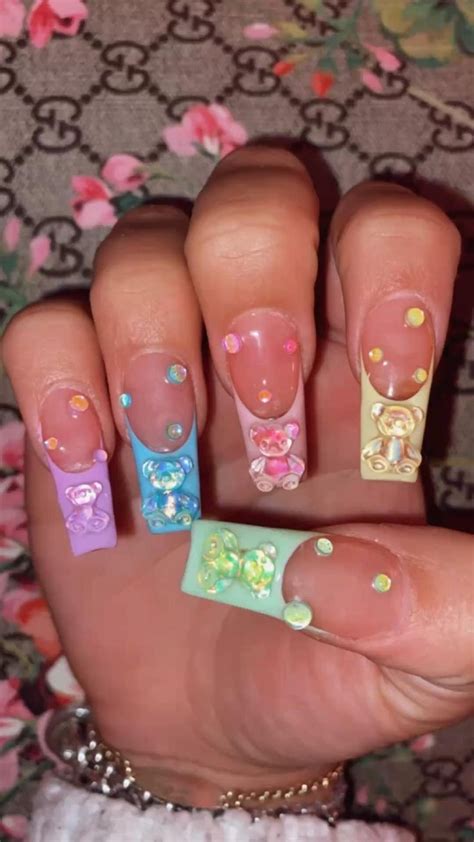 Gummy bear nails 🐻🎀 | Bears nails, Acrylic toe nails, Unique acrylic nails