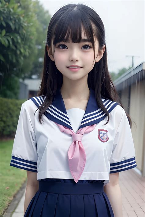 一名身穿水手服的年轻女子正在摆姿势拍照 - SeaArt AI