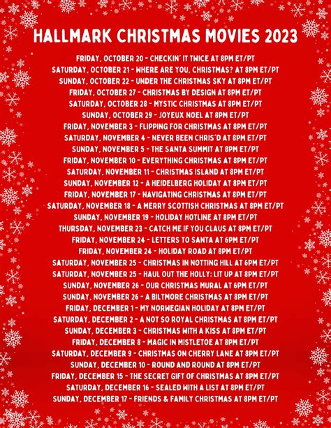 Hallmark Christmas Movie List Hallmark Christmas Movies 2023