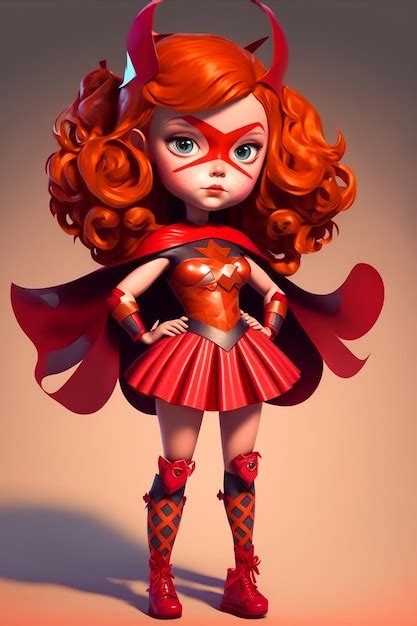 Premium Photo | A cartoon character of a superhero girl with red hair and red hair.