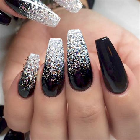 The Best Ideas for Black Nails with Silver Glitter - Home, Family, Style and Art Ideas