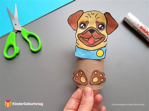 Hund aus Klorollen basteln: kostenlose Vorlage mit Anleitung