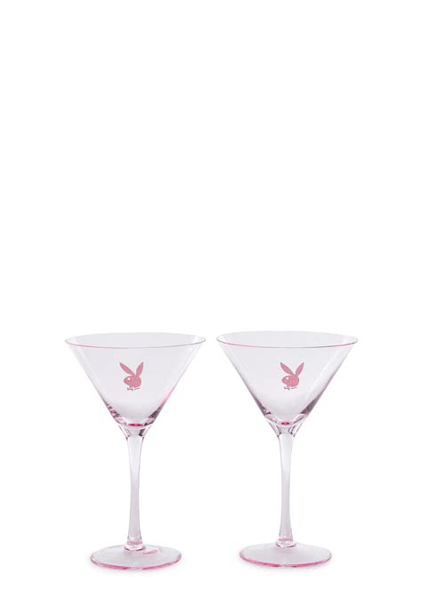 Dolls Kill x Playboy Bunny Playmate Logo Martini Glass Set - Pink