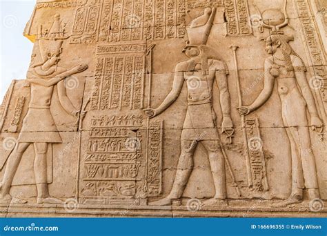 Relief And Hieroglyphs At The Wall Of The Philae Temple Of Isis ...