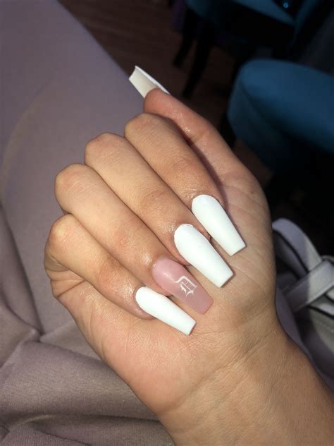 White Coffin Nails With Initials at Johnny Will blog