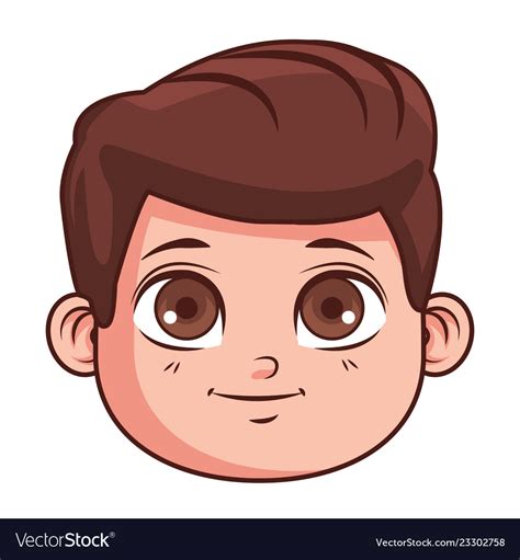 Cute boy face cartoon Royalty Free Vector Image