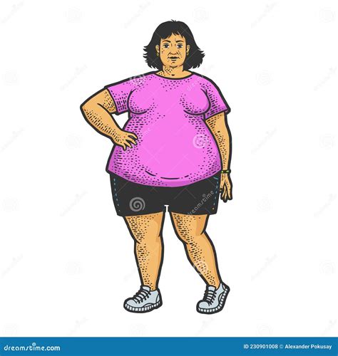 Fat Woman Sketch Vector Illustration Stock Vector - Illustration of